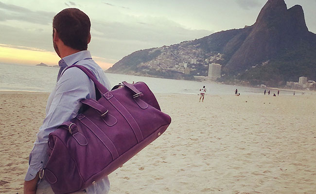 Sac de voyage Homme - cuir Violet Ultra (sac de voyage violet) - hurbane